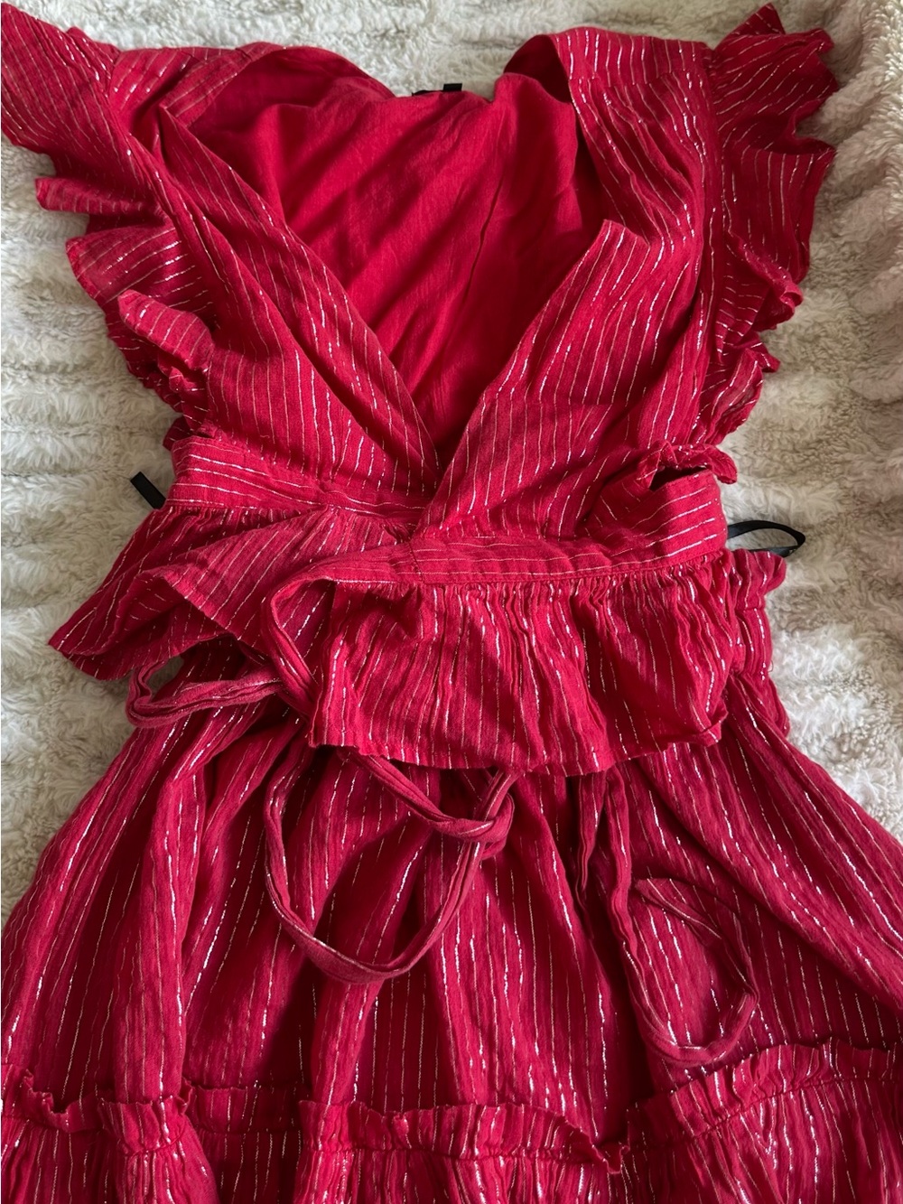 Majorelle Liz Red and Metallic Wrap Top & Skirt ( set )